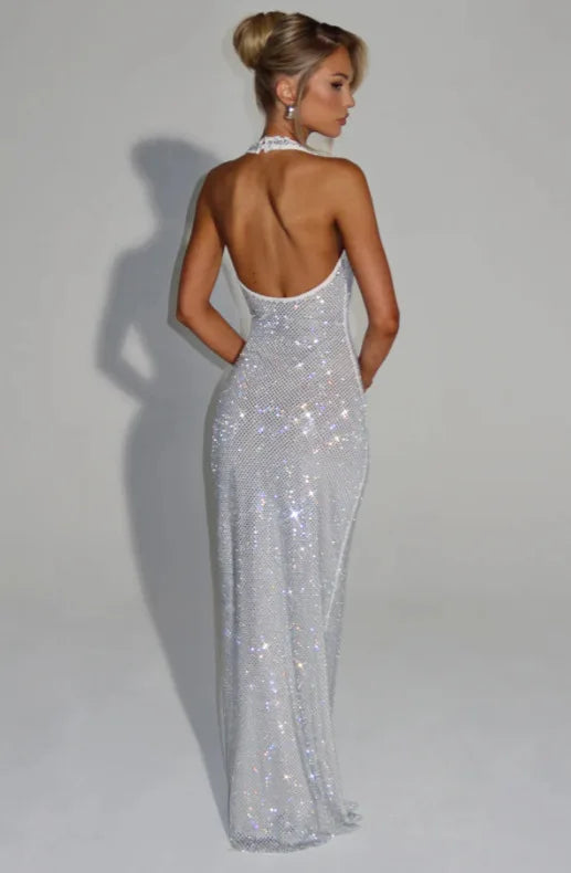 Townlike Backless Sequin Nightclub Sexy Party Dress Women Halter 2025 Spring Summer Dress Slim Bodycon Maxi Long Dresses
