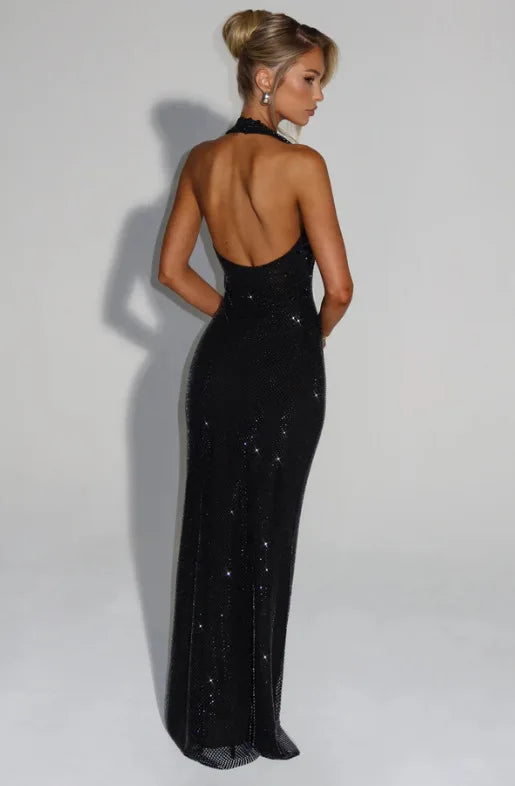 Townlike Backless Sequin Nightclub Sexy Party Dress Women Halter 2025 Spring Summer Dress Slim Bodycon Maxi Long Dresses