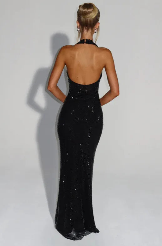 Townlike Backless Sequin Nightclub Sexy Party Dress Women Halter 2025 Spring Summer Dress Slim Bodycon Maxi Long Dresses